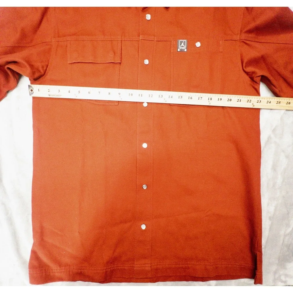 Nike Air Jordan Mens Large Snap Front Heavy Button Down Red Dress Shirt Jumpman